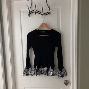 Women’s INC Medium Black /flowered hem NWOT